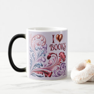 Mágica Taza Lavanda Art Nouveau 'Me Encantan Libros'