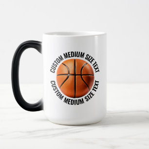 Mágica Taza mediana de 15oz de texto y baloncesto persona