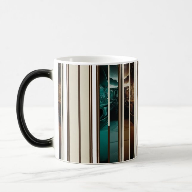 Mágica Taza moderna celeste de triple franja con cambio d (Izquierda)