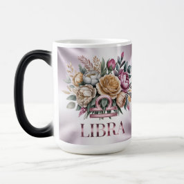 Mágica Taza Morada Cambiante con Símbolo de Libra Rosa