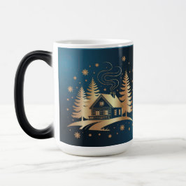 Mágica Taza Morada Dorada de Cabaña Cambiante