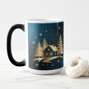 Mágica Taza Morada Dorada de Cabaña Cambiante