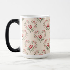 Mágica Taza Morfológica de Corazones Rojos en Crema
