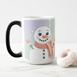 Mágica Taza Morfológica Hombre de Nieve Blanco Pastel