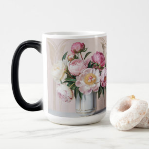 Mágica Taza Morphing Art Déco de Peonías Rosadas