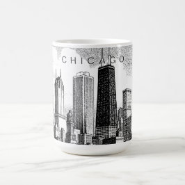 Mágica Taza negra moderna del horizonte de Chicago
