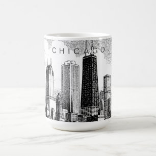 Mágica Taza negra moderna del horizonte de Chicago