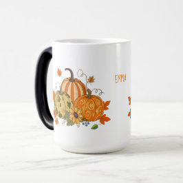 Mágica Taza personalizada de calabaza de otoño con nombre