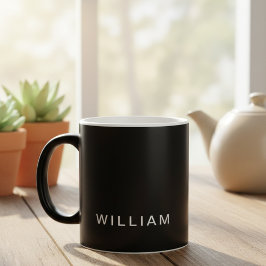 Mágica Taza personalizada negra y monograma con personali