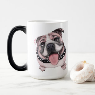 Mágica Taza rosada del bulldog