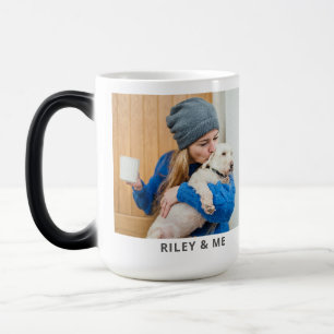 Mágica Taza Simple Moderna con Foto y Nombre de Mascota A