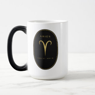 Mágica Taza Zodiaco Aries - Emblema de lujo negro y dorad