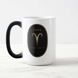 Mágica Taza Zodiaco Aries - Emblema de lujo negro y dorad