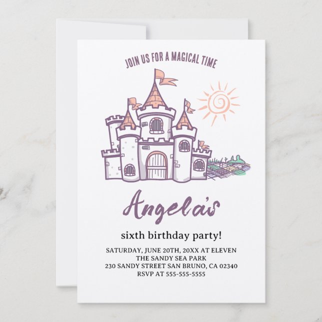 Magical Castle 6ª invitación de cumpleaños (Anverso)