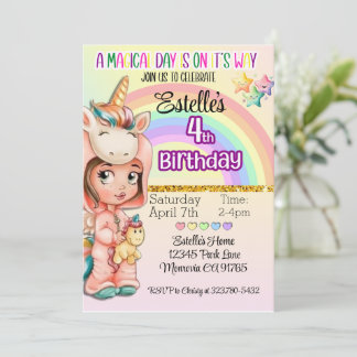 Magical Day Unicorn 4ª invitación a los cumpleaños