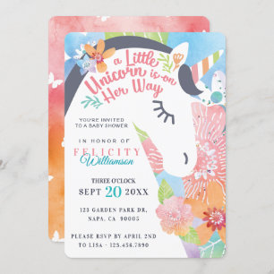 Magical Floral Unicornio Bebé Invitación a ducha