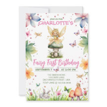 Magical Garden Fairy 1ª Invitación de cumpleaños