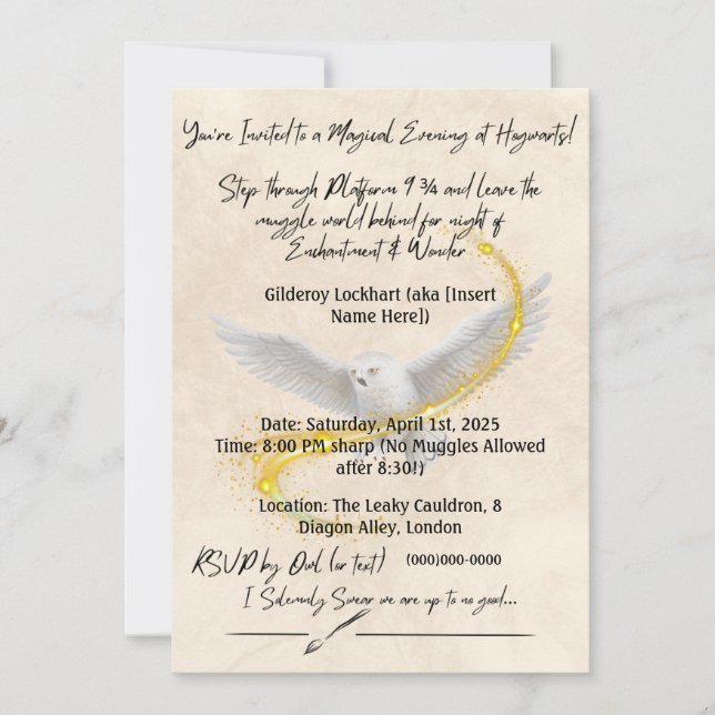 Magical Harry Potter Invitación al cumpleaños - Pe (Anverso)