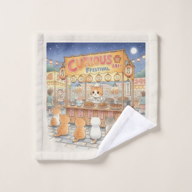 Magical Matsuri Night: Playful Kittens & Japanese  (Toallita)