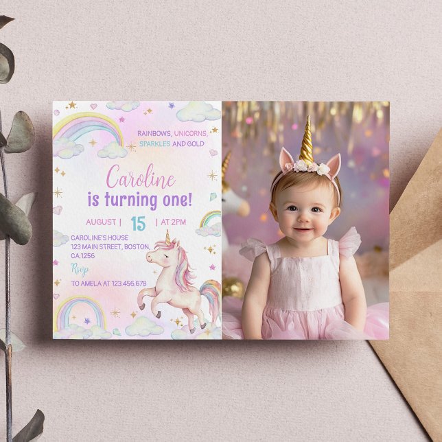 Magical Pastel Unicornio Invitación a la foto de c (Subido por el creador)