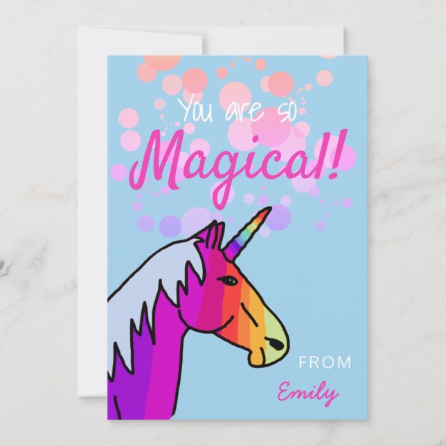 Magical Rainbow Unicorn Tarjeta de San Valentín (Anverso)