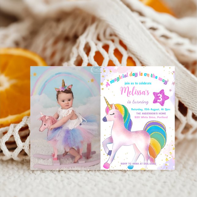 Magical Rainbow Unicornio Invitación a la foto de  (Subido por el creador)