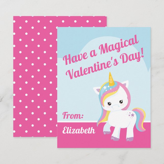 Magical tarjeta de notas de San Valentín de Unicor (Anverso / Reverso)