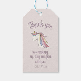 Magical Unicorn Gracias etiqueta de regalo
