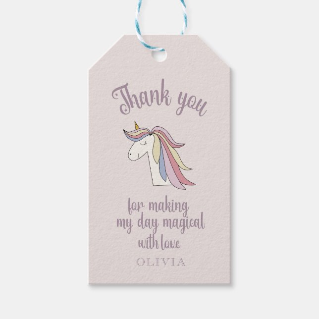 Magical Unicorn Gracias etiqueta de regalo (Anverso)