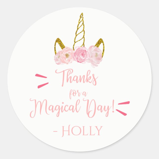 Magical Unicorn Gracias Pegatinas (Anverso)
