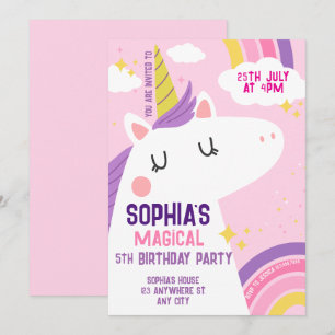 Magical unicornio invitación al arco iris