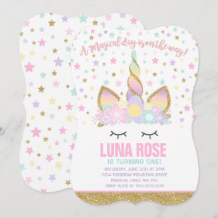 Magical unicornio invitación de cumpleaños a unico