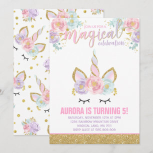 Magical unicornio invitación de cumpleaños a unico