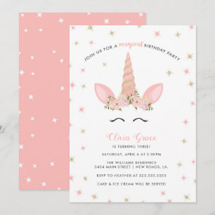 Magical unicornio invitaciones a fiestas de cumple