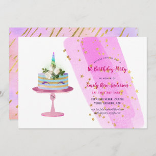 Magical unicornio invitaciones de cumpleaños a cua