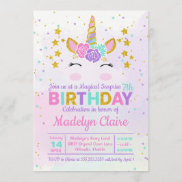 Magical unicornio sorpresiva invitación a fiesta d