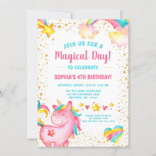 Magical Unicornio Stars Invitaciones de cumpleaños