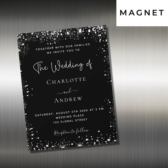 Magnate de invitación a la boda en plata negra (Subido por el creador)
