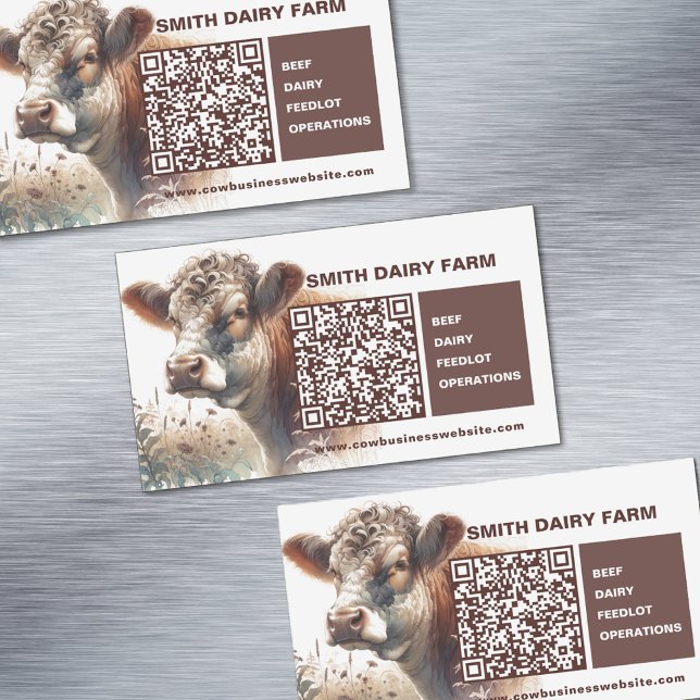Magnate de tarjetas de código QR para empresas vac (Cow Business QR Code Card Magnets)
