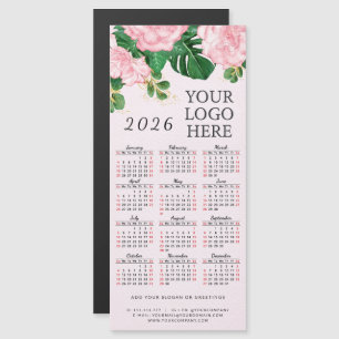 Magnate del calendario Floral rosa 2026 Añadir log