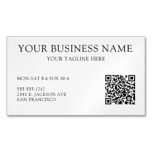 Magnate moderno de tarjetas de visita QR en blanco