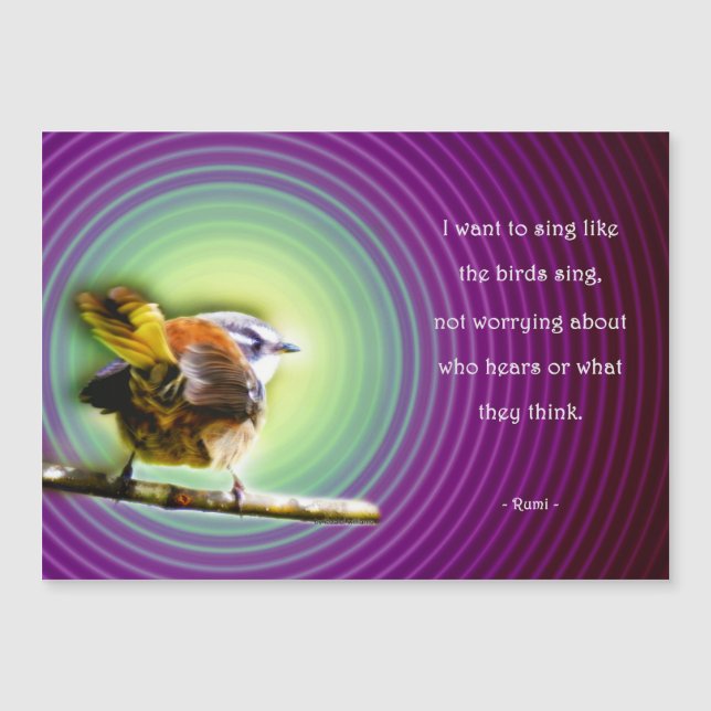 Magneetkaart met Rumi - Sing like the birds (Anverso)