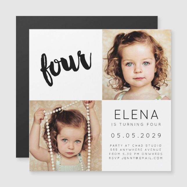 MAGNET Baby Boy Chica 44° tarjeta de foto de cumpl (Anverso/Reverso)