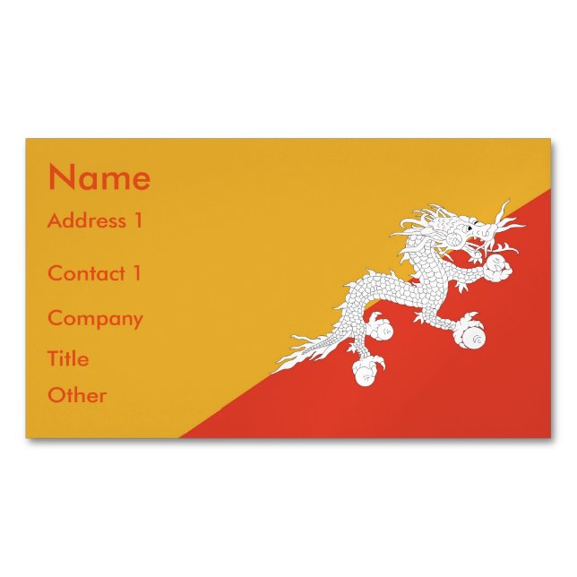 Magnet de tarjetas de visita con bandera de Bután (Anverso)
