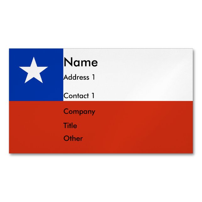 Magnet de tarjetas de visita con bandera de Chile (Anverso)
