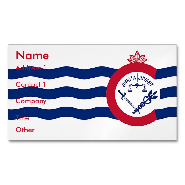 Magnet de tarjetas de visita con bandera de Cincin (Anverso)