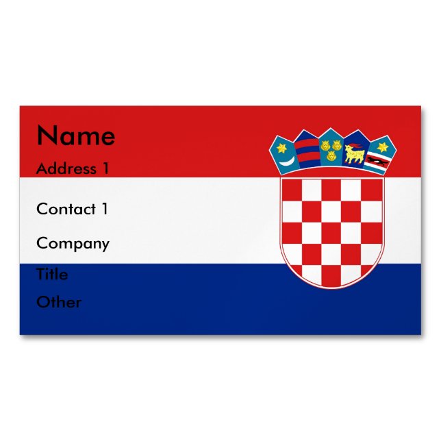 Magnet de tarjetas de visita con bandera de Croaci (Anverso)