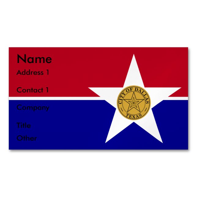 Magnet de tarjetas de visita con bandera de Dallas (Anverso)