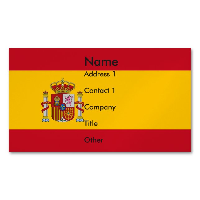 Magnet de tarjetas de visita con bandera de España (Anverso)