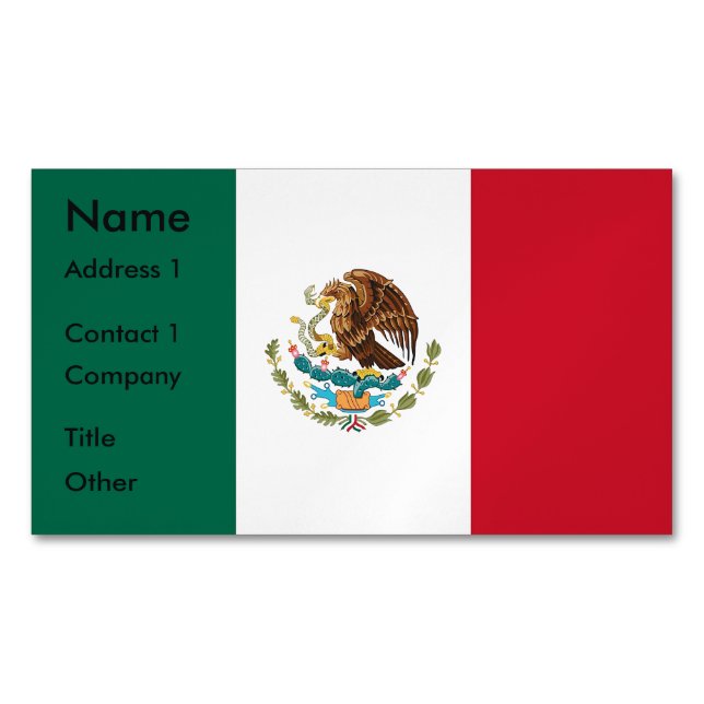 Magnet de tarjetas de visita con bandera de México (Anverso)